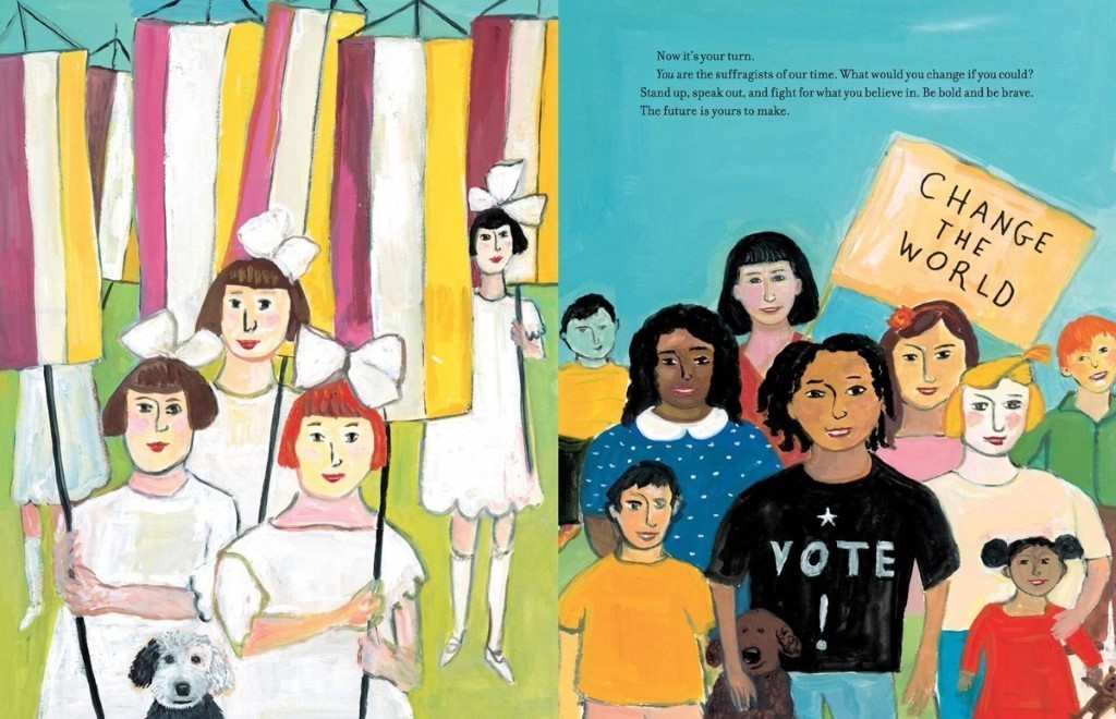 Lead image from "Bold & Brave: Ten Heroes Who Won Women the Right to Vote" by Kirsten Gillibrand with illustrations by one of our favorite women, Maira Kalman