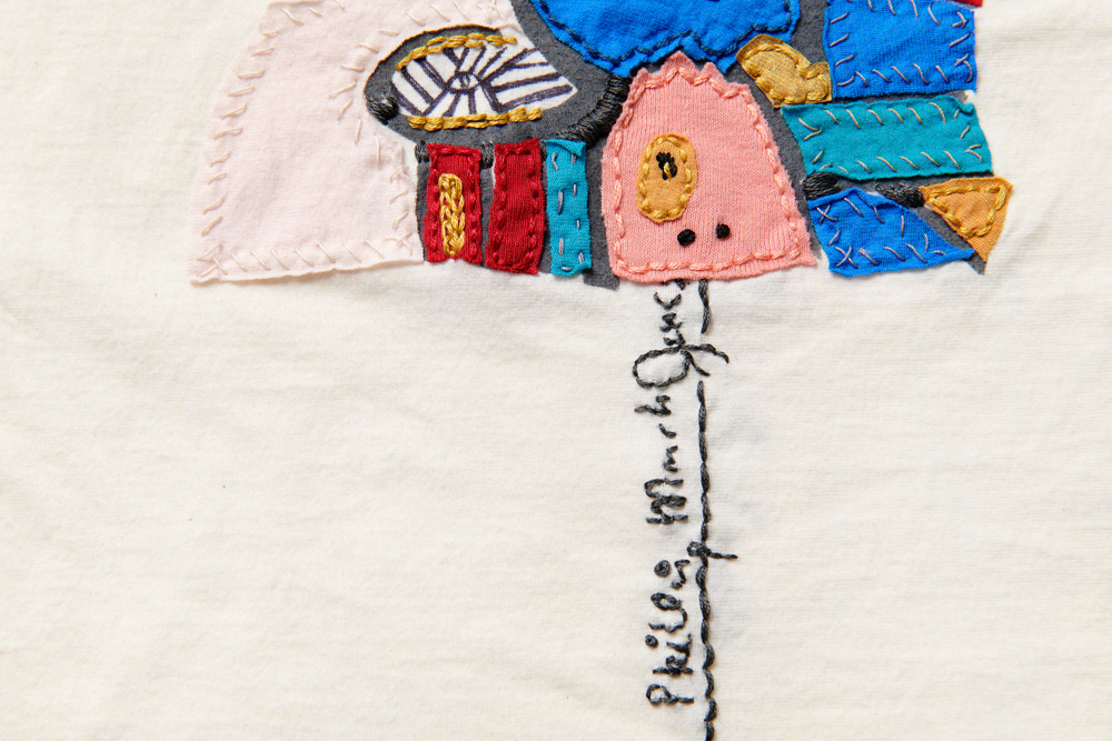 Detail of Phillip March Jones: Workbook Tee featuring hand-embroidery from Brightly Collection 