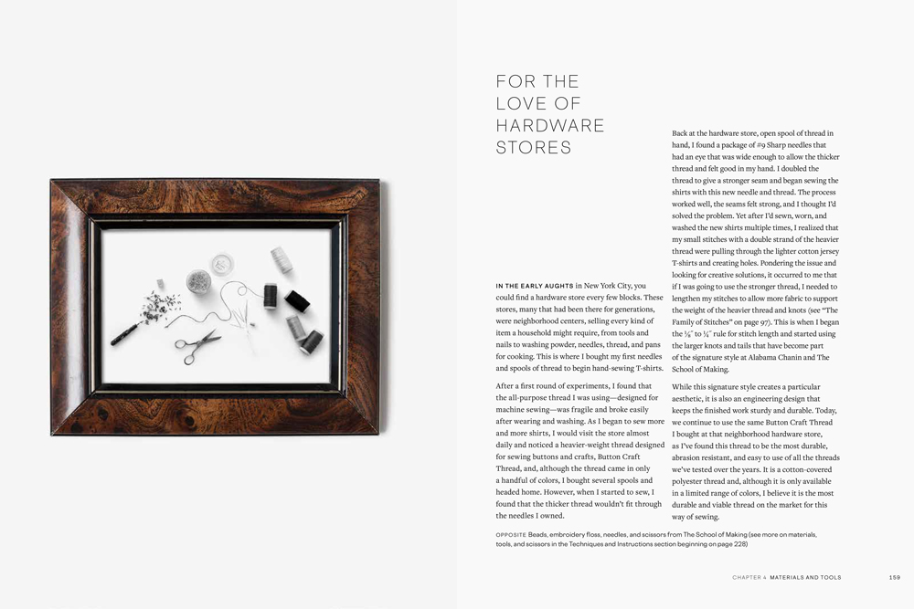 For the Love of Hardware Stories Spread from Embroidery: Threads and Stories by Natalie Chanin