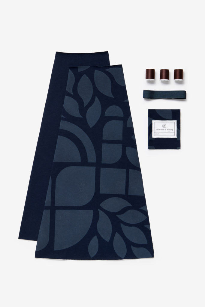 Swing Skirt DIY Kit contents in Abstract Navy.